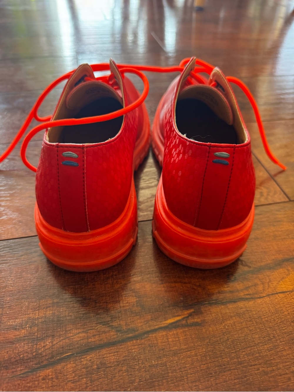 John Fluevog Red Vegan Lace-Up Platform Shoe - Statement Sneaker - Picture 8 of 9